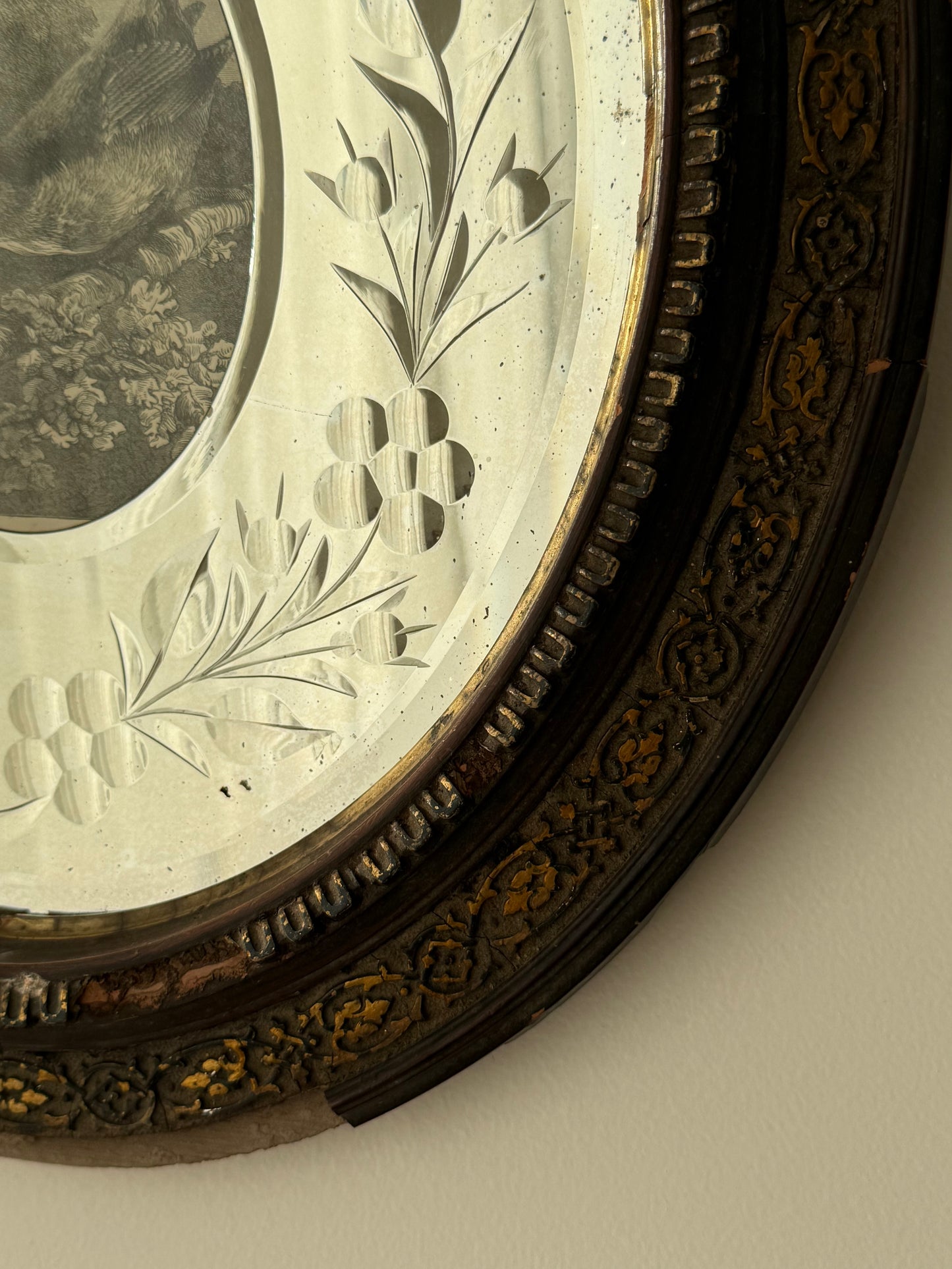Antique Mirror Frame with Bird