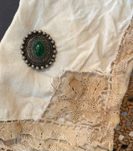 Vintage Green Centred Brooch
