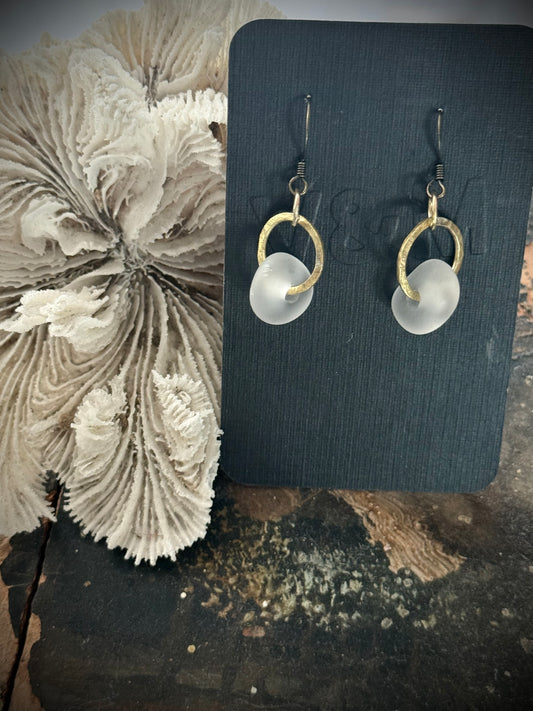 Art Jewellery - Seaglass Earrings - brass