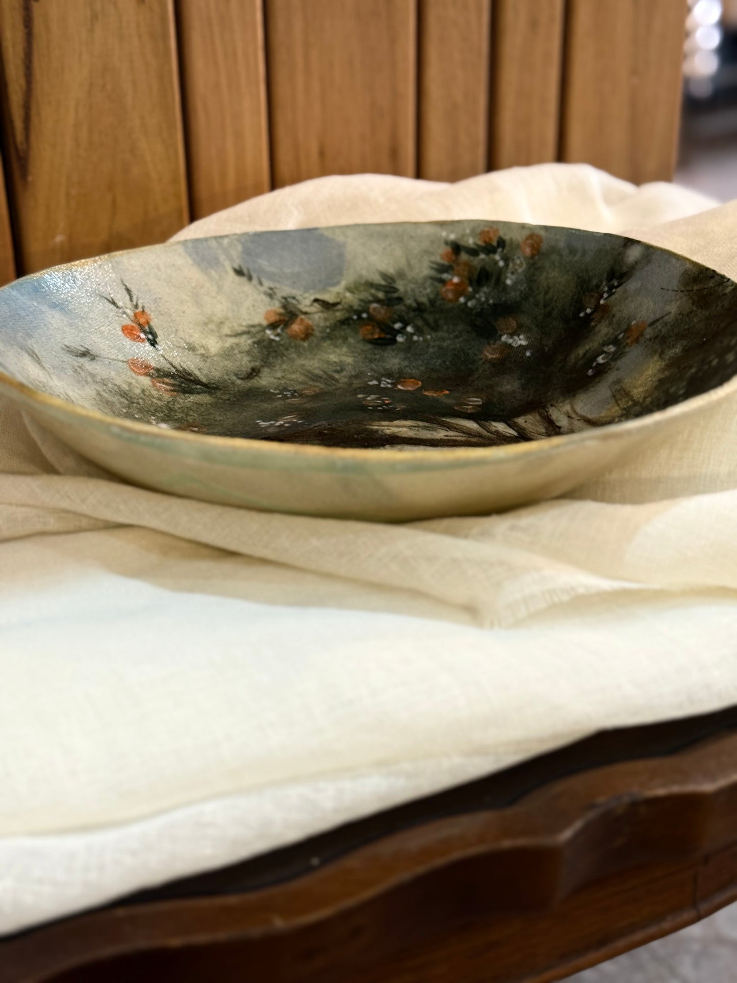 Linda Titow Art Bowl, large - Deep Forest Blossom