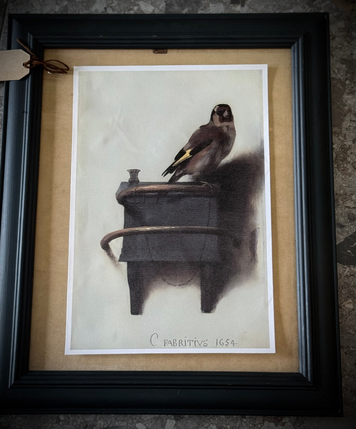 Antiqued Canvas Print - Gold Finch 20cm x 30cm