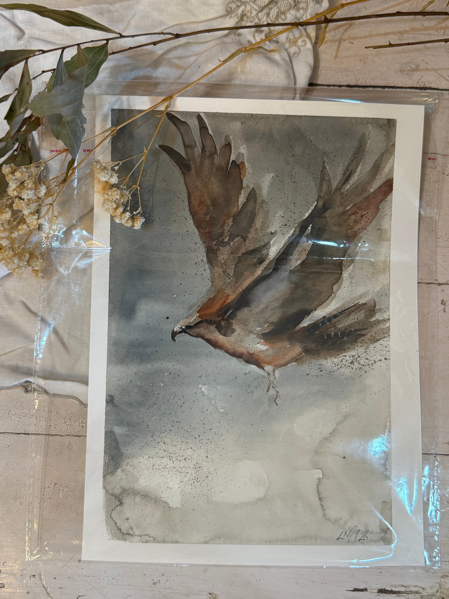 Water Colour; Wings of Strength - unframed - Linda Titow