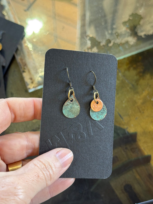 Art Jewellery - Church Roof Patina Earrings - teardrop