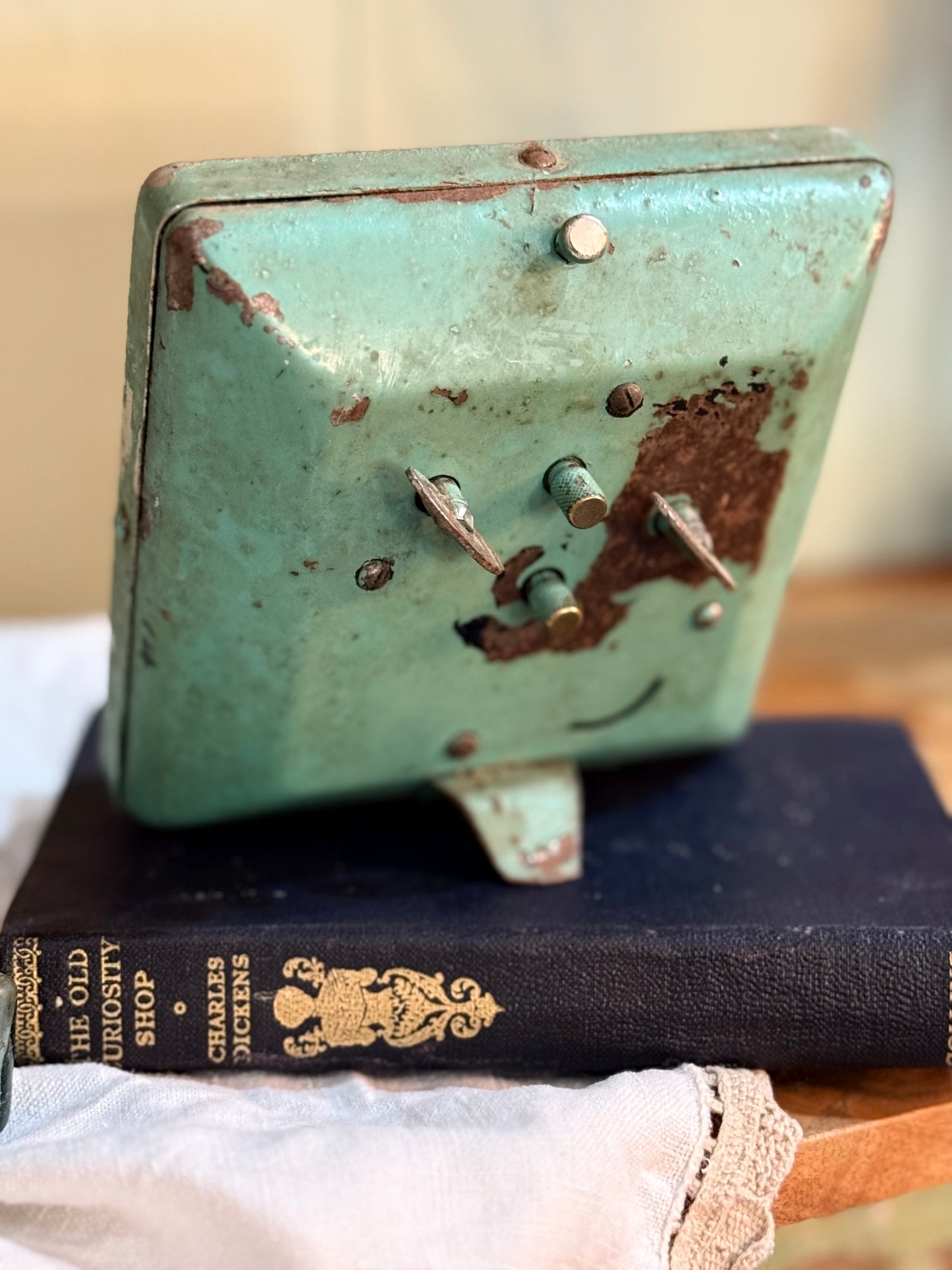 Vintage Clock  - Westclox Square Green
