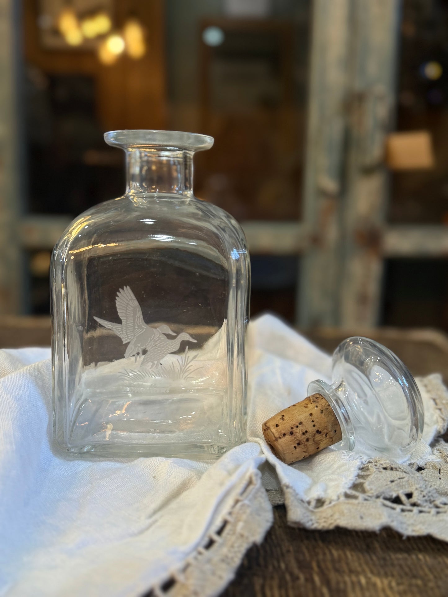 Mallard Duck Glass Decanter