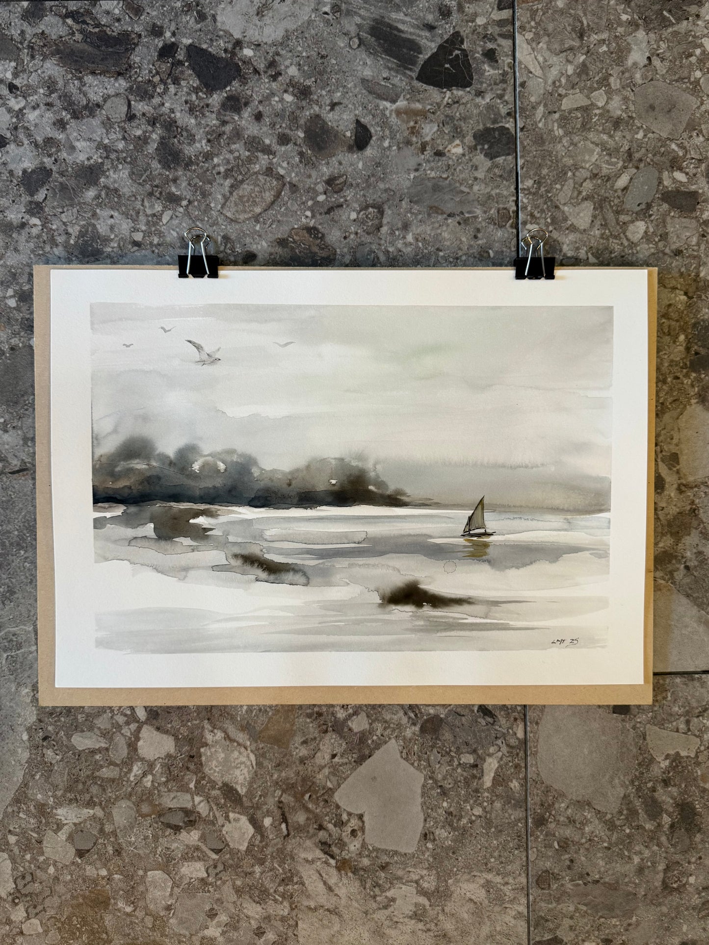 Water Colour; Sailing Sea - unframed - Linda Titow