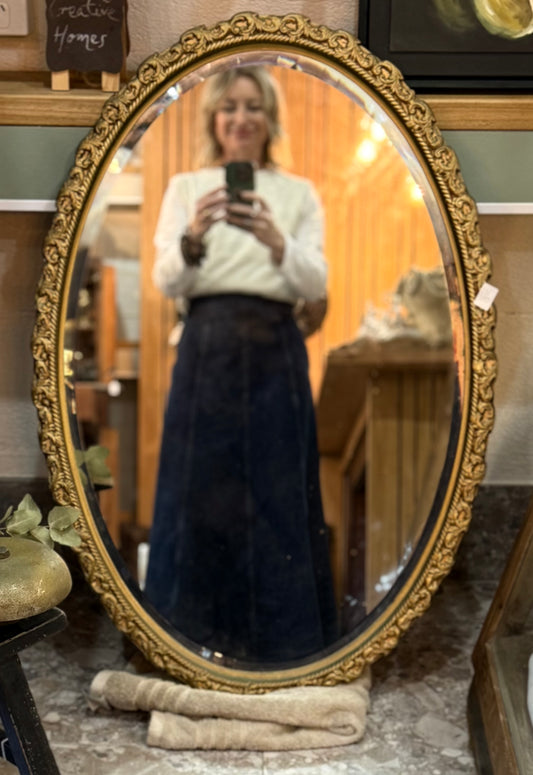 Vintage Gold Oval Mirror