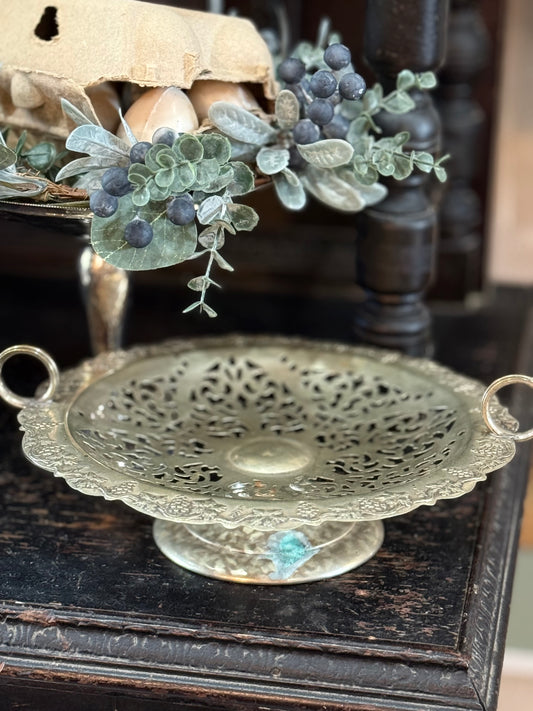 Vintage Silver Grapevine Lattice Stand
