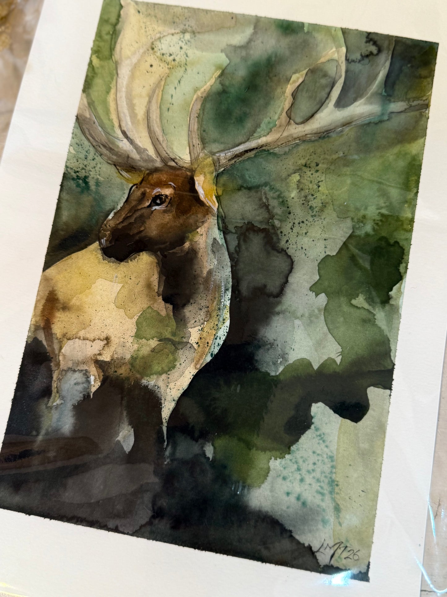 Water Colour; Emerald Majesty - unframed - Linda Titow