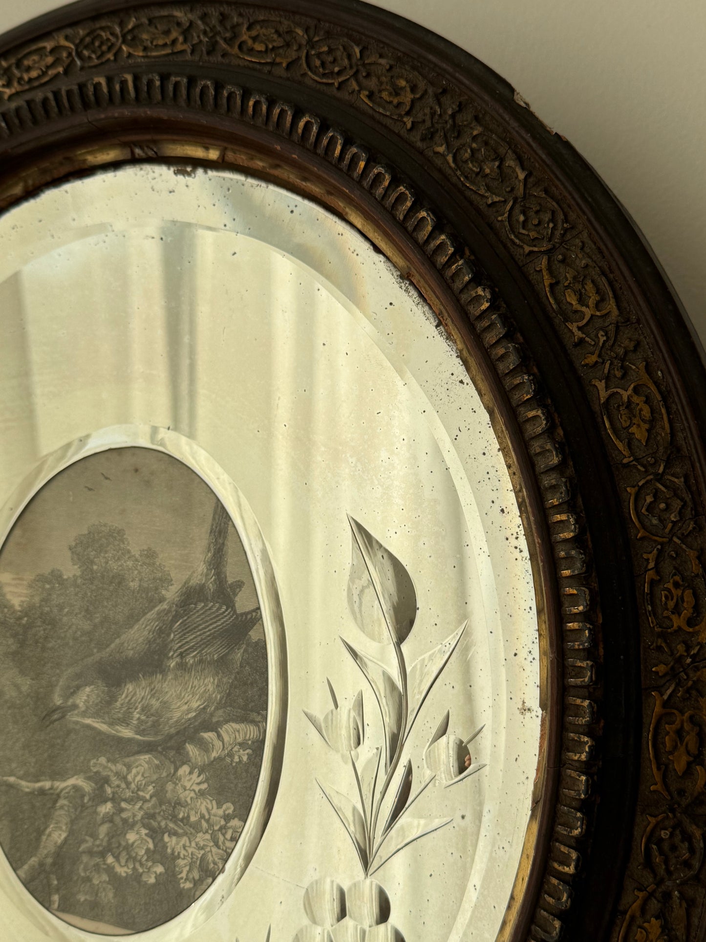 Antique Mirror Frame with Bird