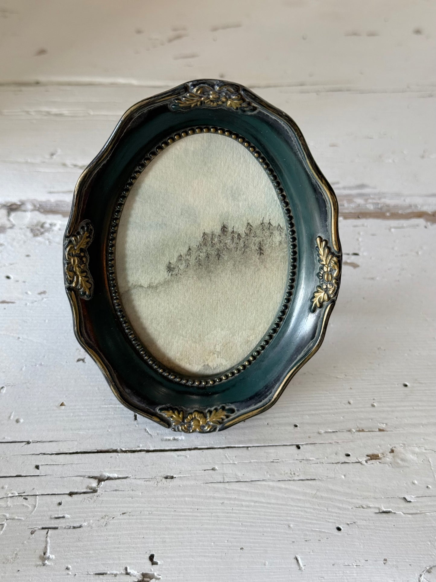 Mini Water Colour Landscape by JJ - Emerald Oval Frame