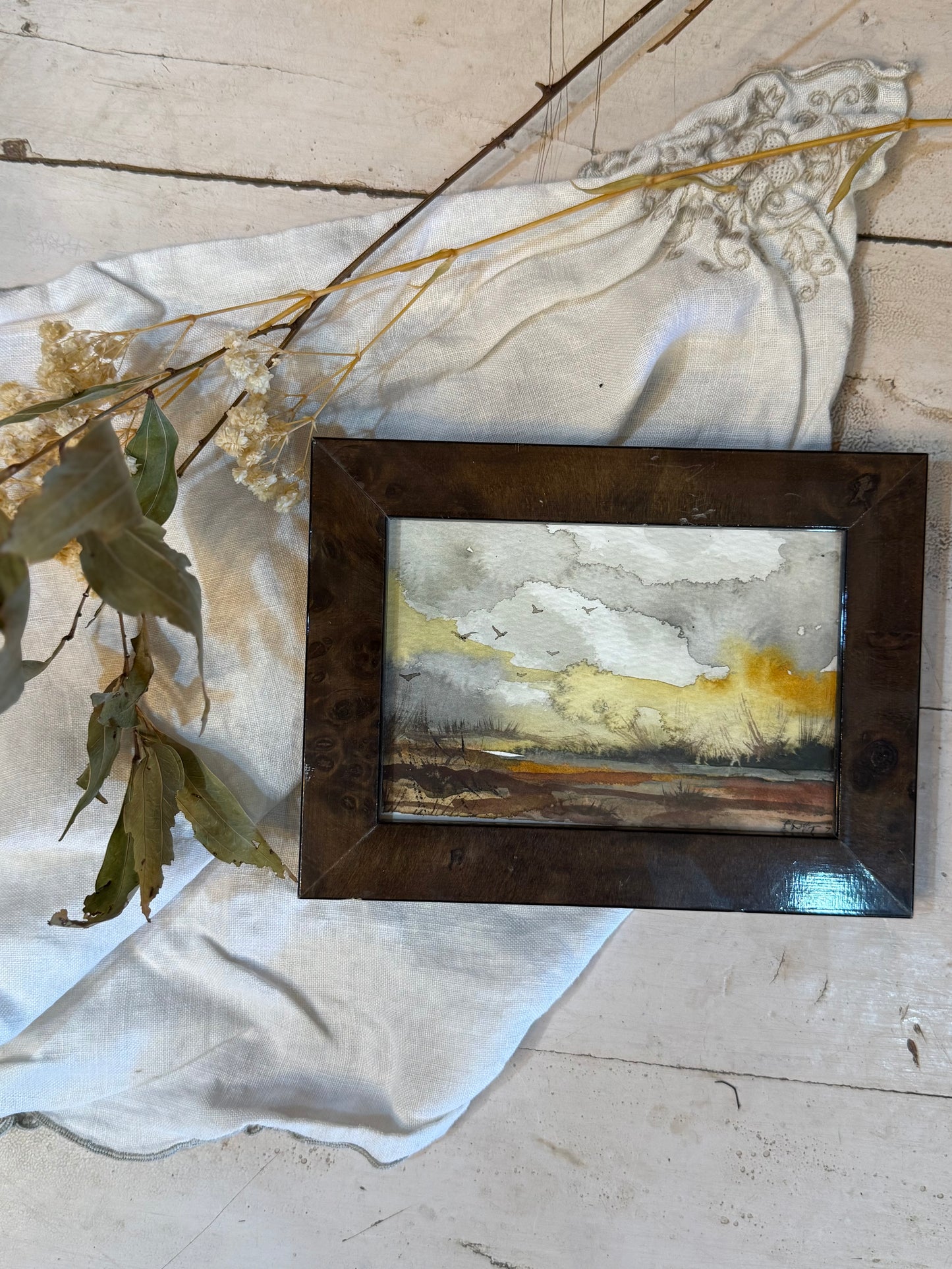 Water Colour; Sunfall Flight - framed - Linda Titow