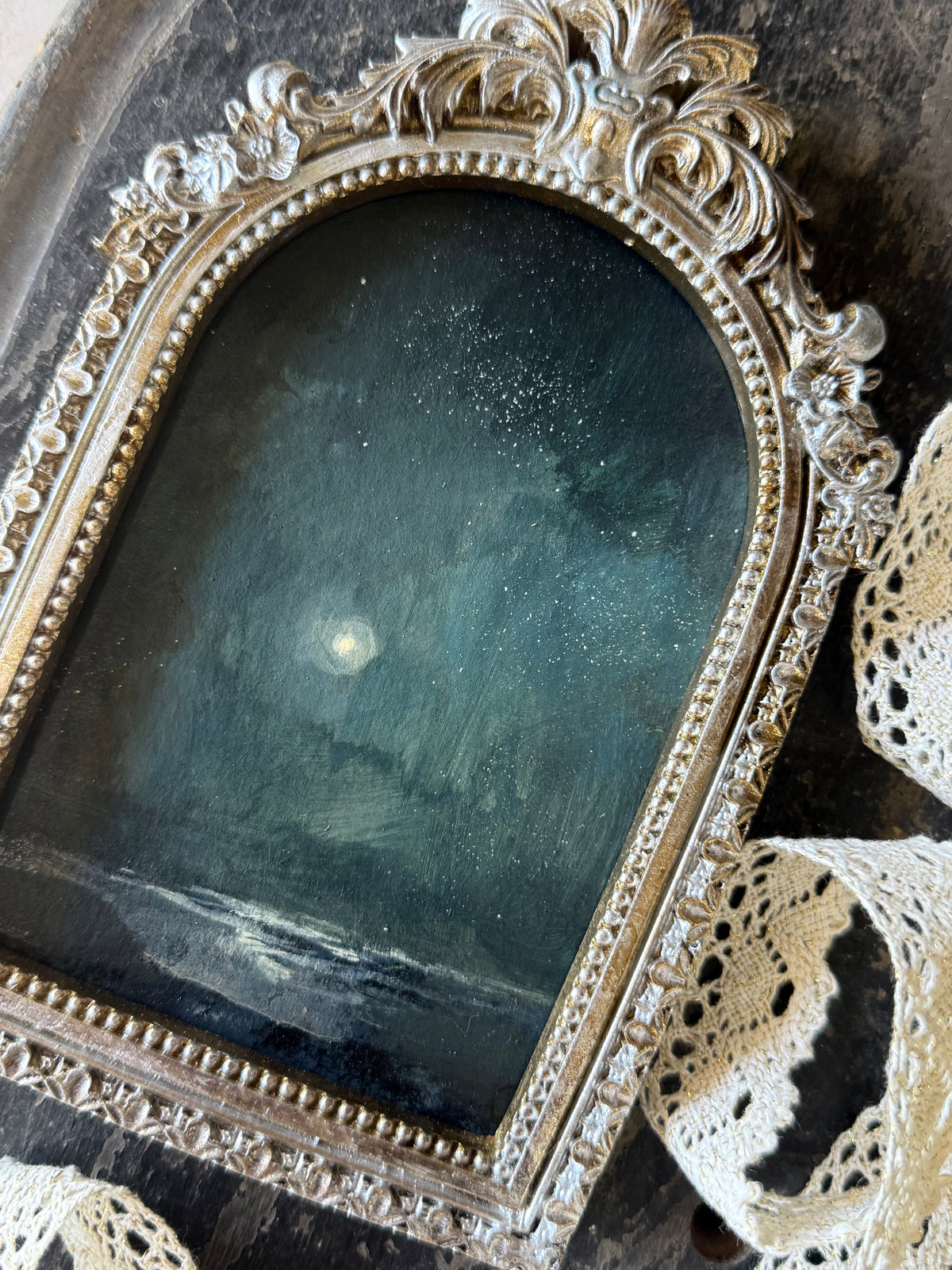 "The Sea and the Moon” series II - #2 mini arch seascape by Fonda Shae