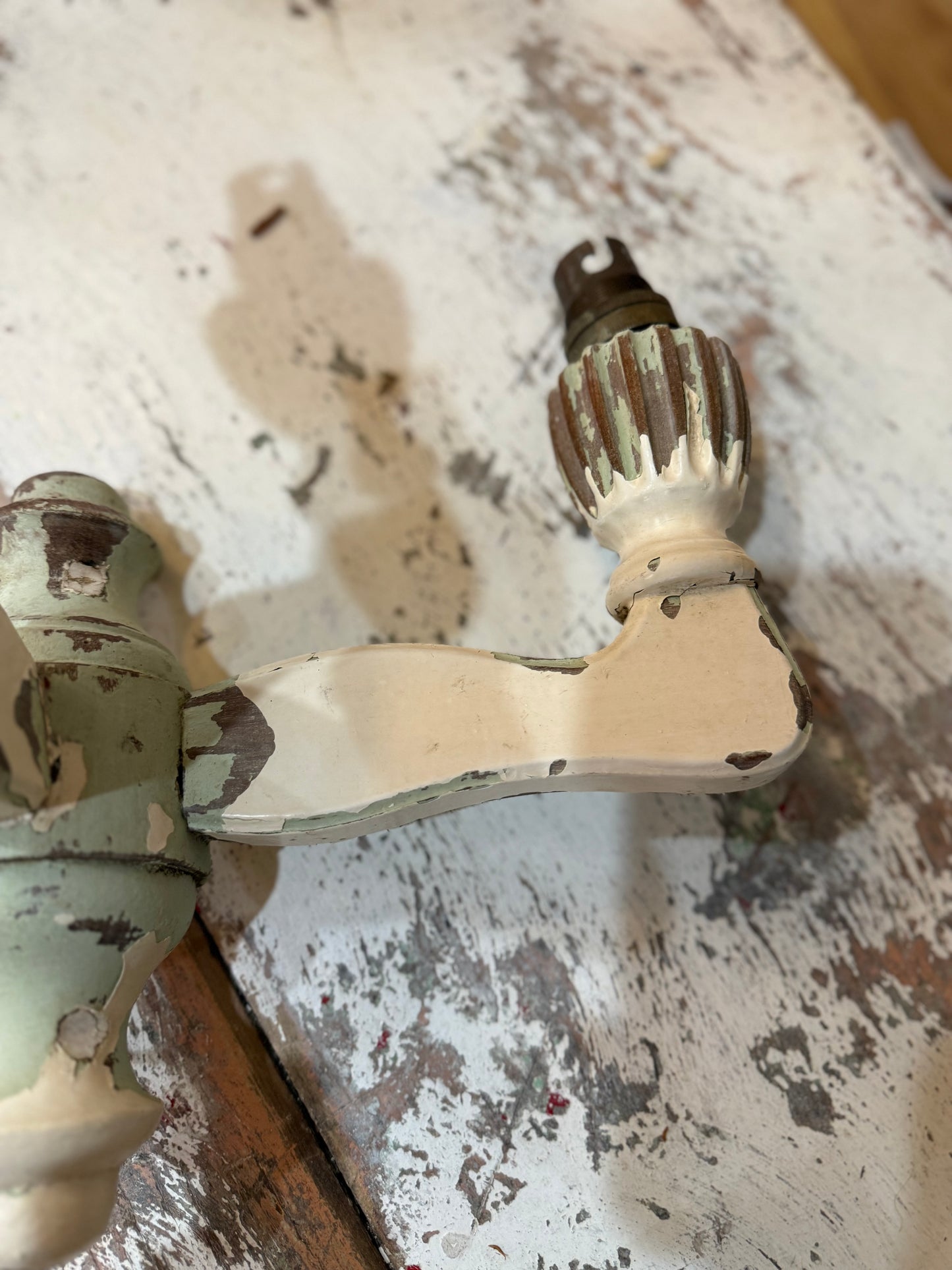 Antique Sconces - green and cream