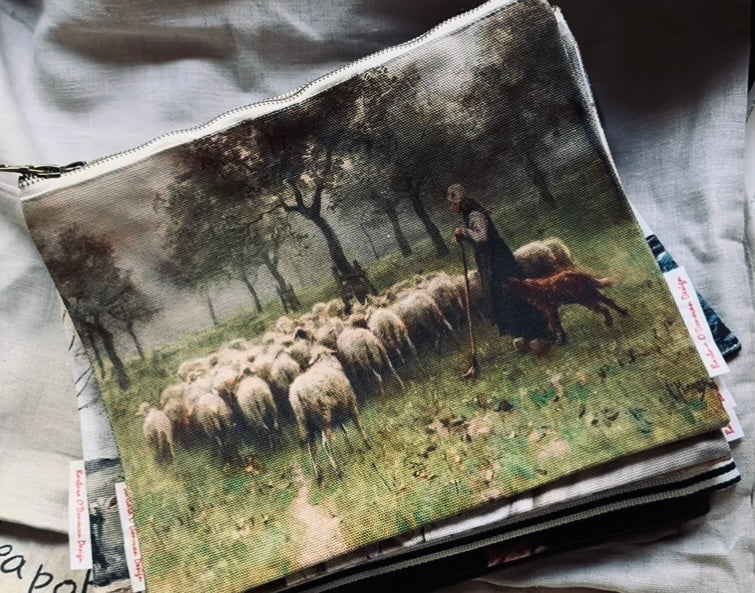 Canvas Clutch Bag - Shepherd Girl - Barbara O'Donovan Design