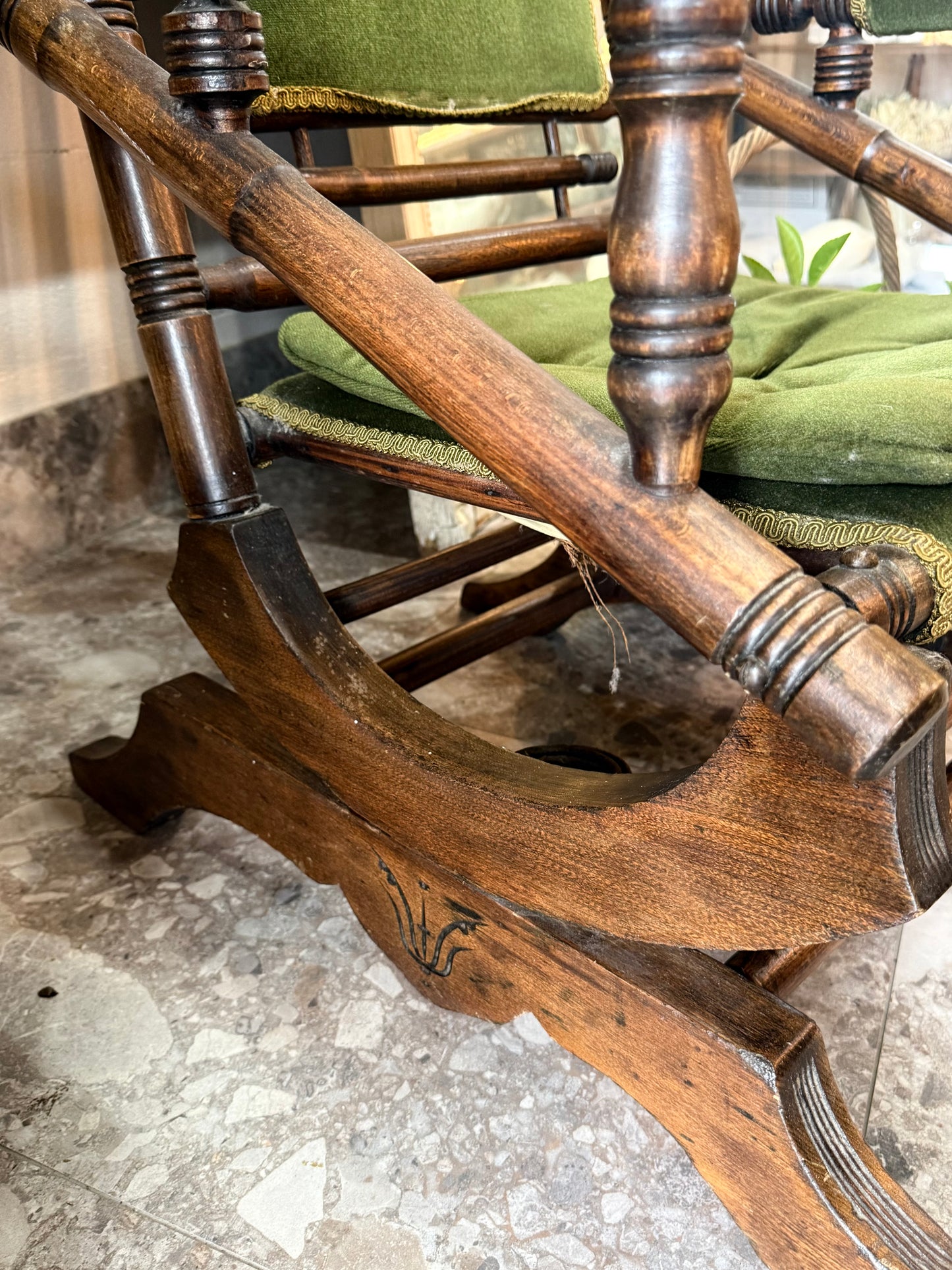 Green Velvet Rocking Chair