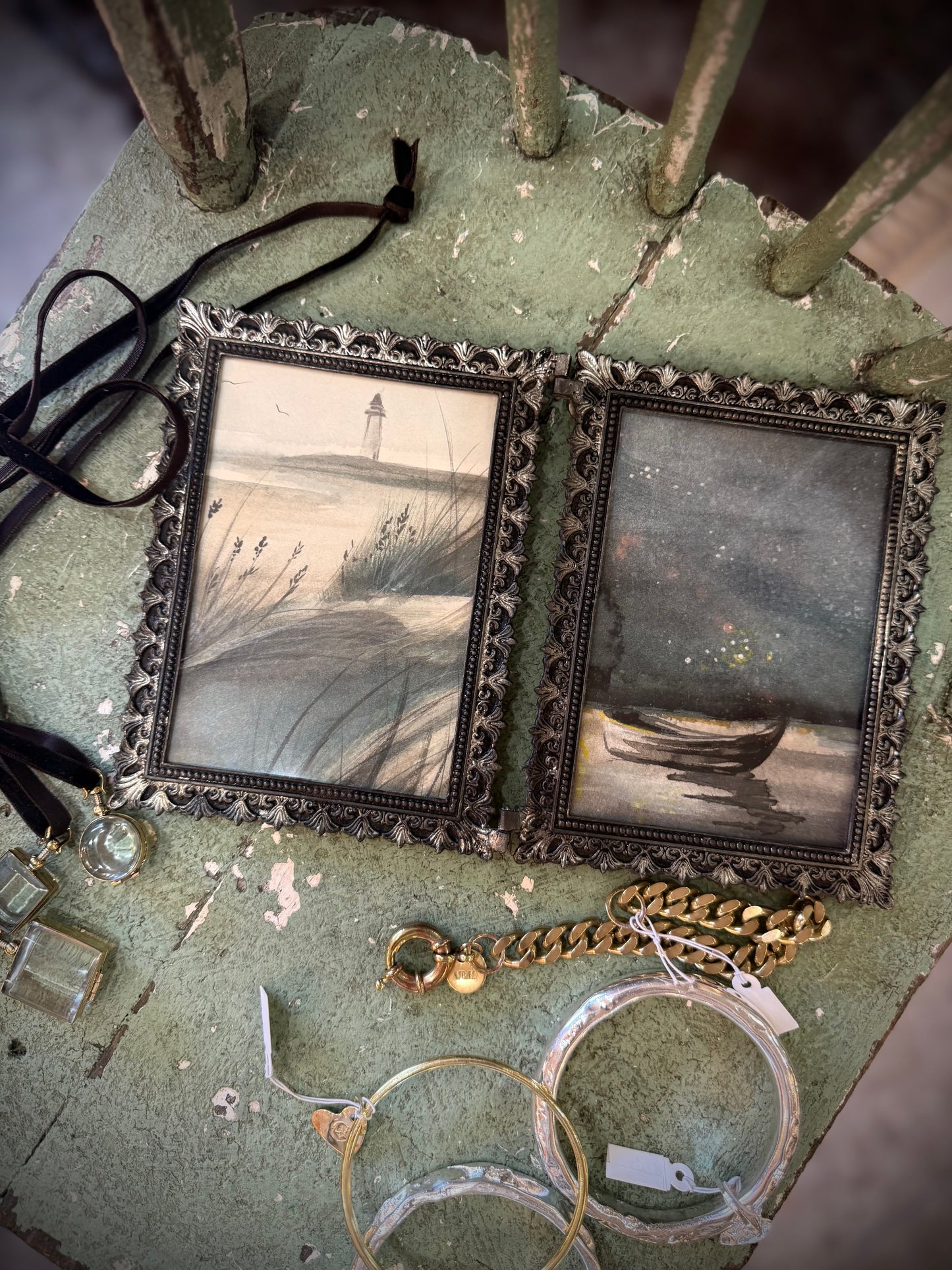 Water Colour Duo; Lighthouse & Boat - Linda Titow