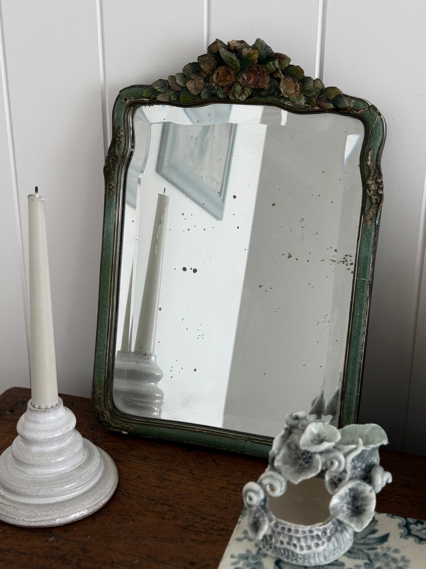 Vintage Barbola Mirror- green