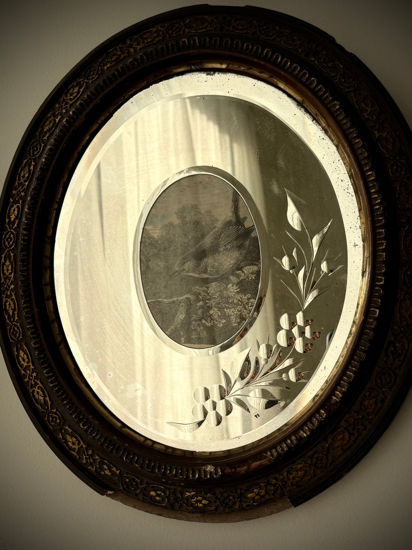 Antique Mirror Frame with Bird