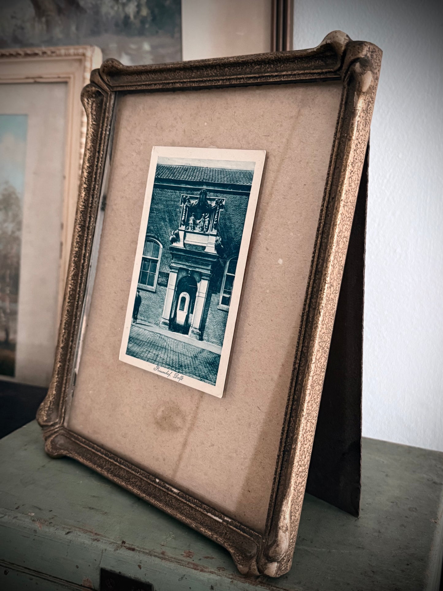 Vintage Framed Postcard - Blue