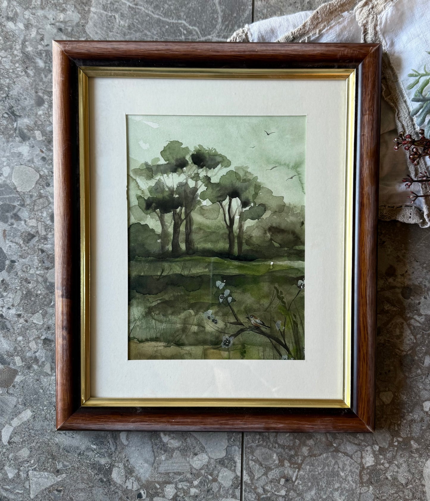 Water Colour; Evergreens - framed - Linda Titow