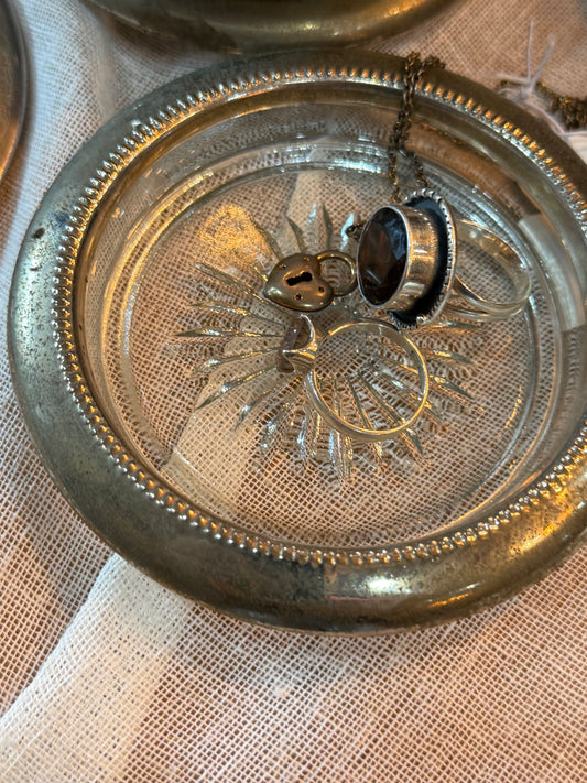 Vintage Silver and Cut Glass Coasters - set of 6