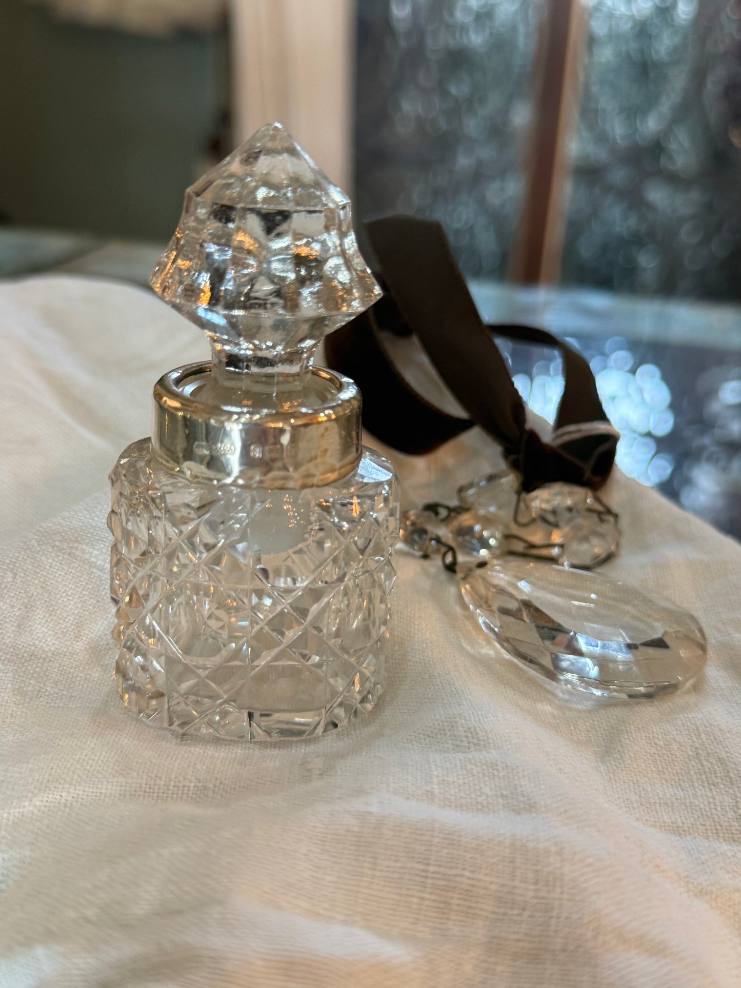 Antique Silver & Glass Perfume Bottle