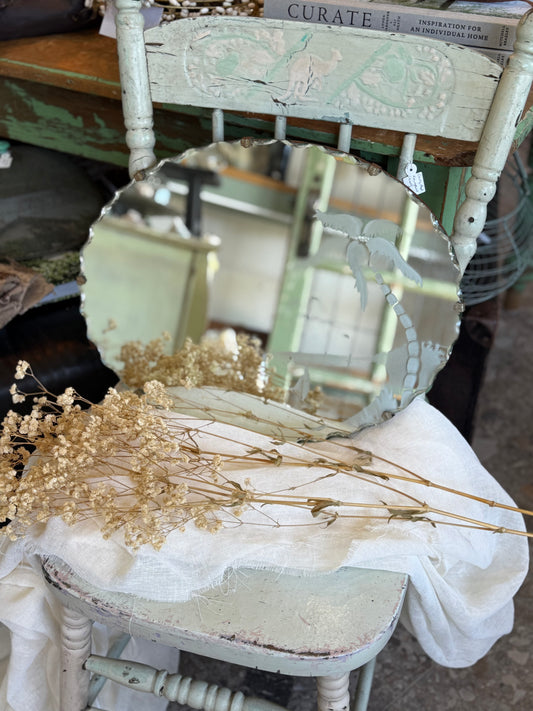 Vintage Hanging Island Pie Crust Mirror