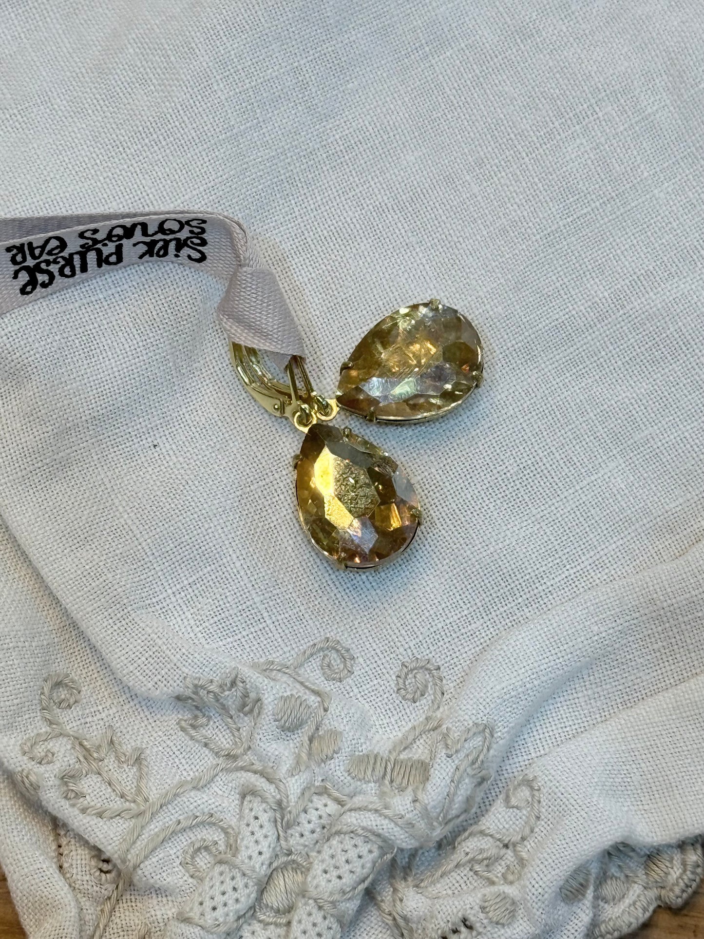 Vintage Champagne Teardrop Earrings