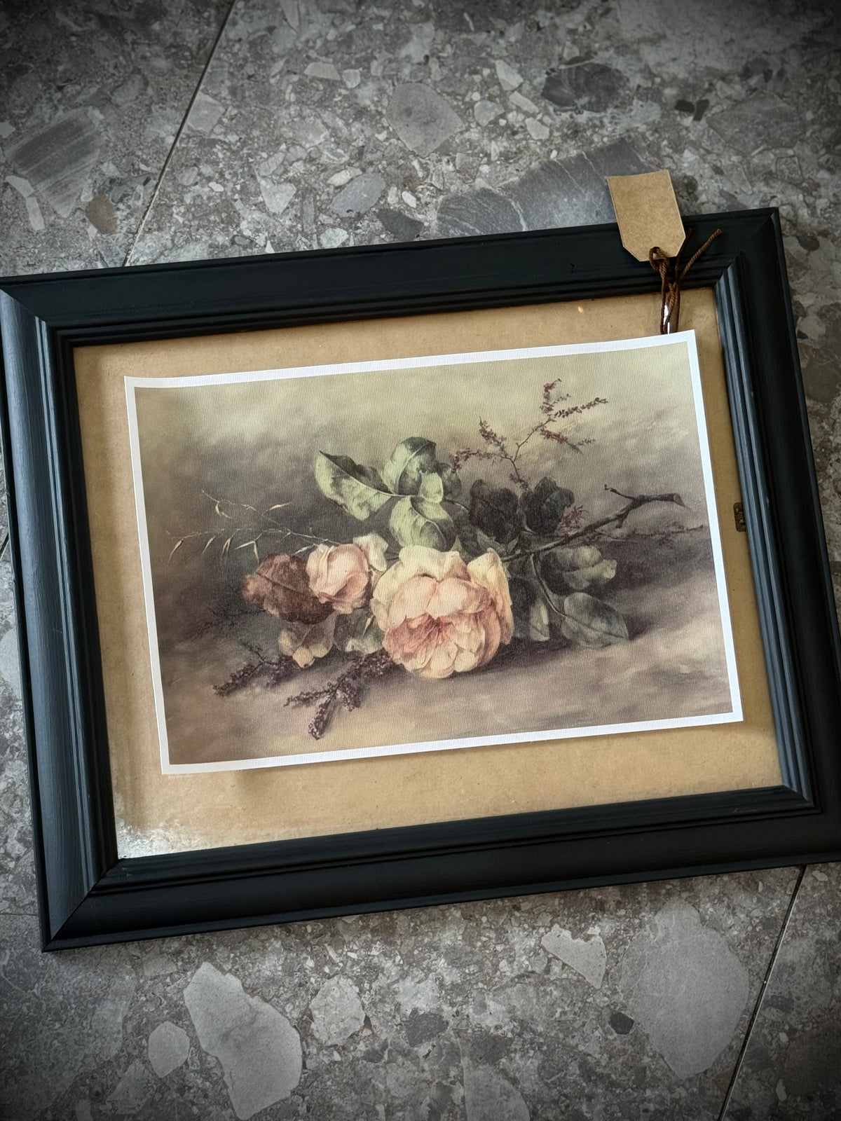 Antiqued Canvas Print - Rosebuds & Petals 31cm x 21cm