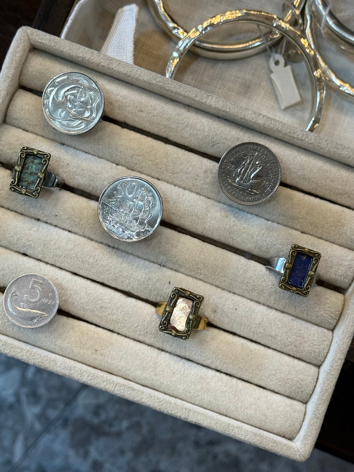 Art Jewellery - Salvaged Coin Ring Dolphin