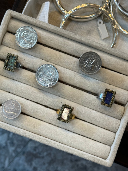 Art Jewellery - Salvaged Coin Ring Dolphin