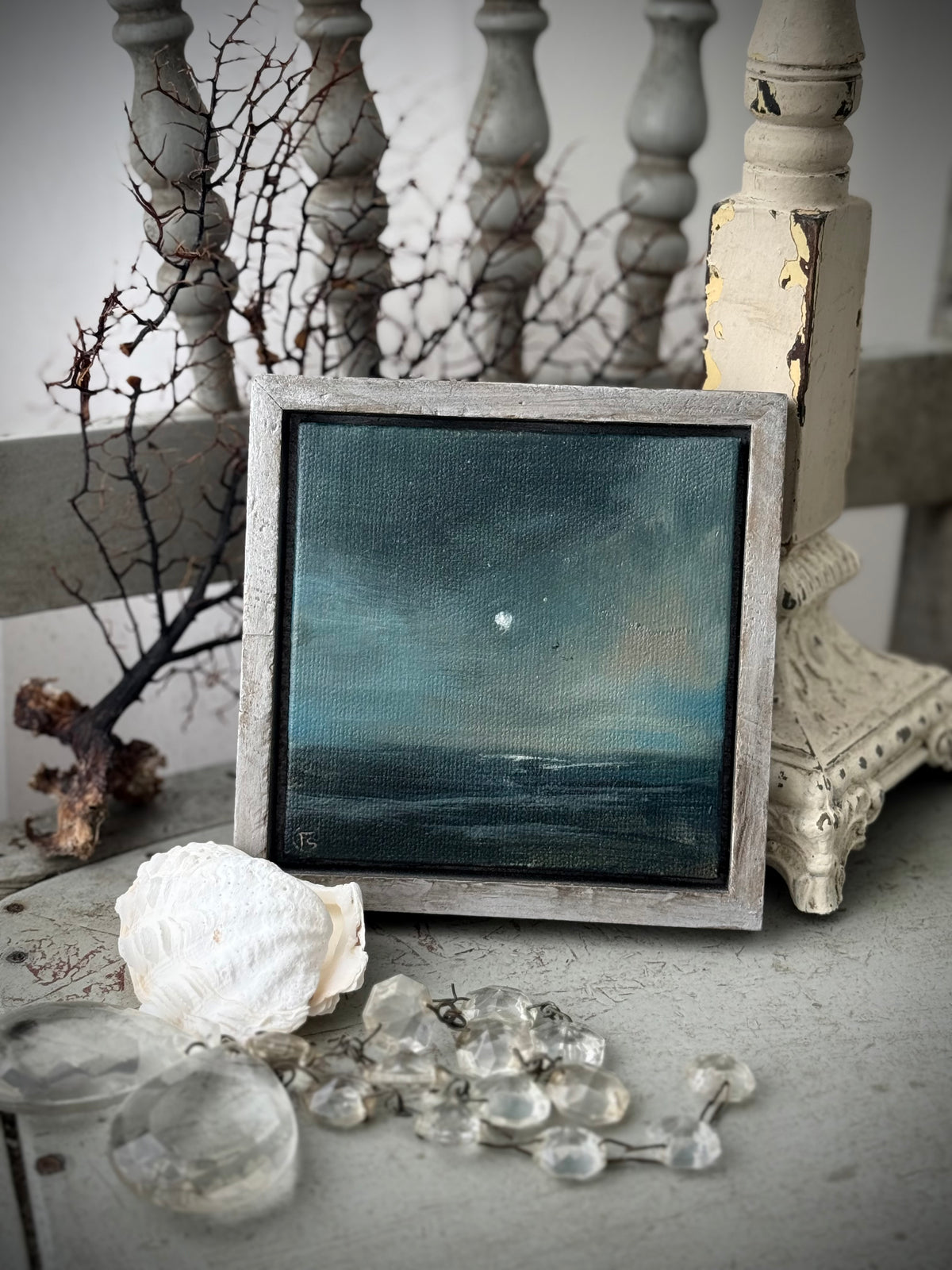 "The Sea and the Moon” series - #5 mini square seascape by Fonda Shae