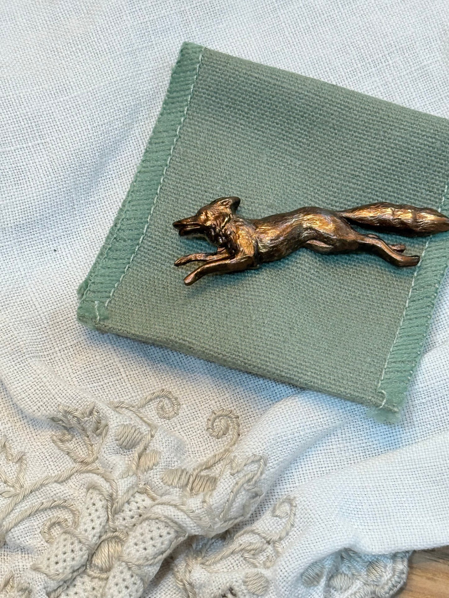 Antique Style Running Fox Brooch