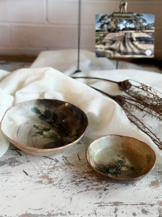 Linda Titow Art - Lemon Dish SET of 2, brown