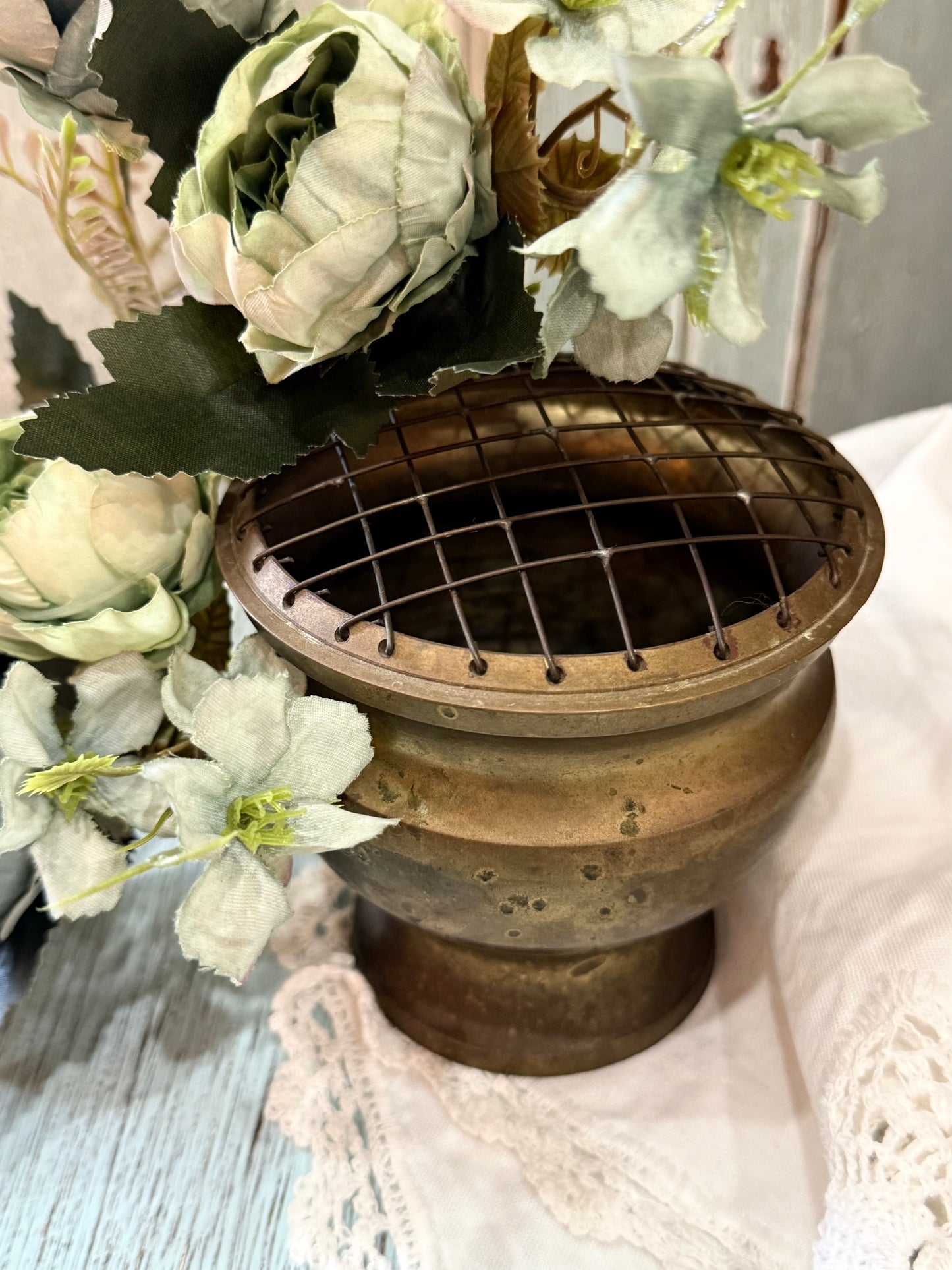 Brass Flower Frog Vase