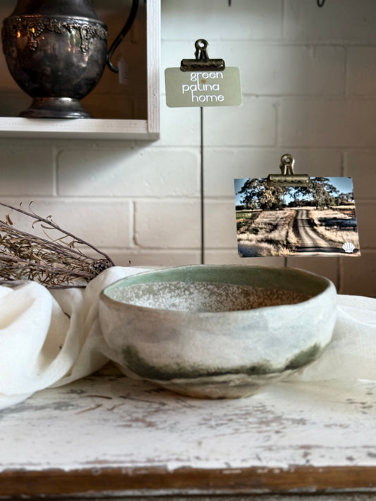 Linda Titow Art Bowl -Landscape Wild Flowers – Green Lip