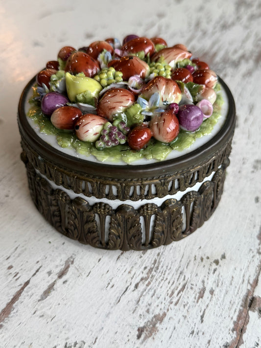 Vintage Fruits & Floral Trinket Box