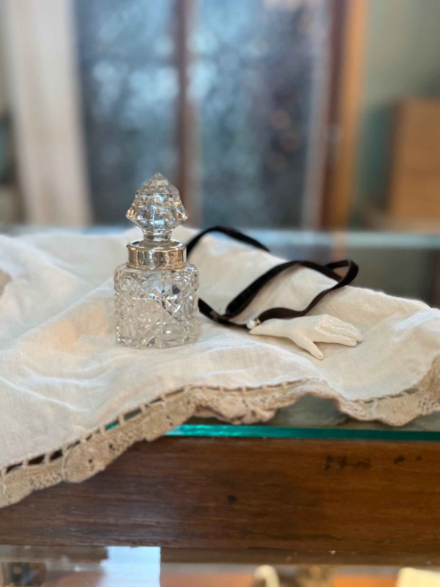 Antique Silver & Glass Perfume Bottle