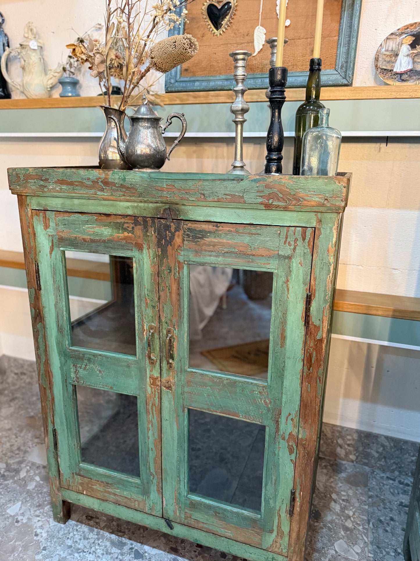Small Vintage Glass Display Cabinet