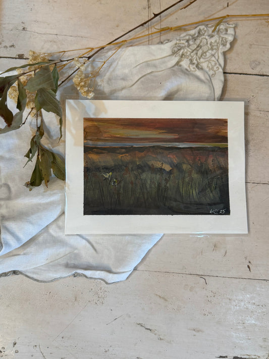 Water Colour; Ochre Horizon - unframed - Linda Titow