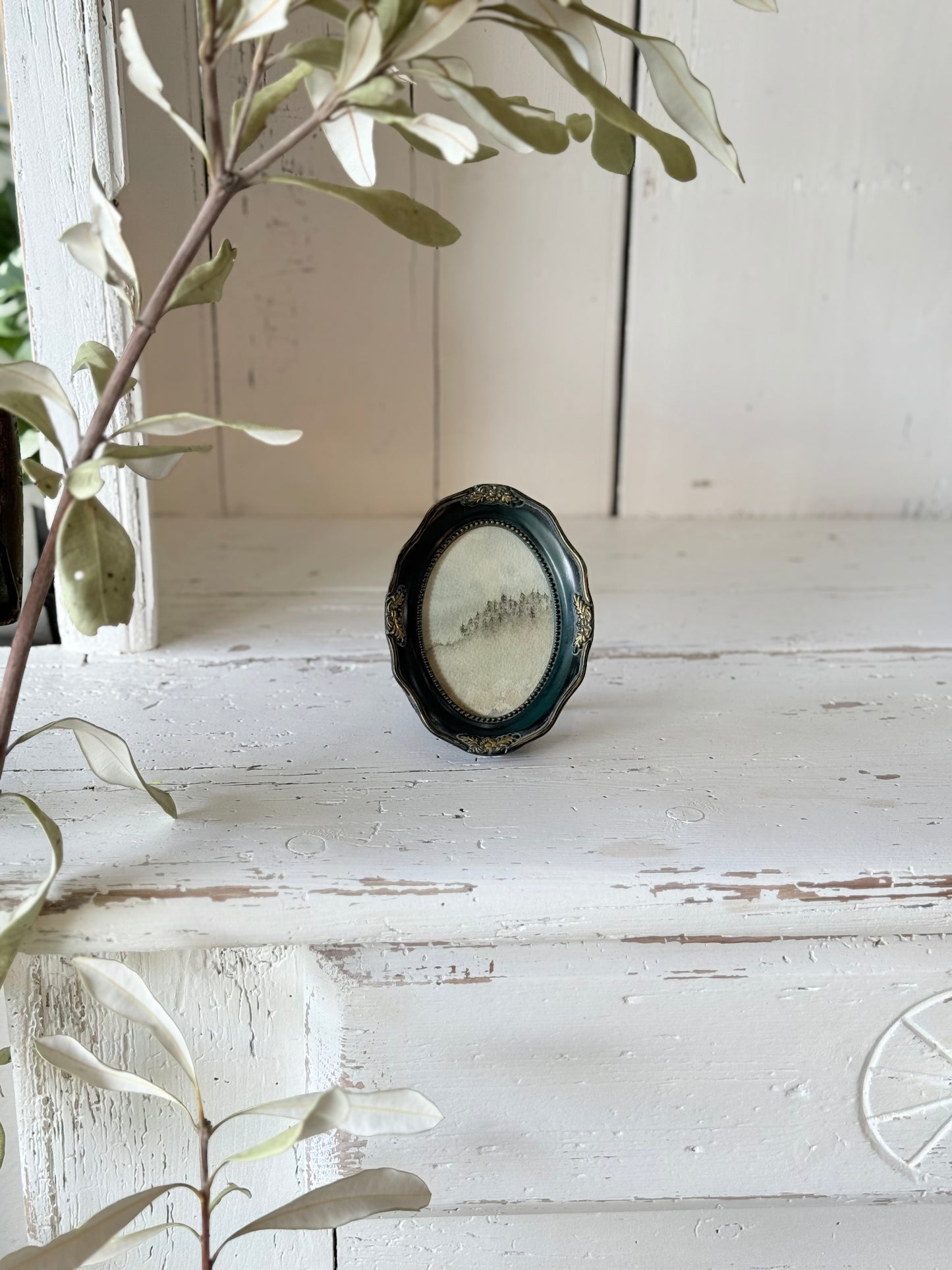 Mini Water Colour Landscape by JJ - Emerald Oval Frame