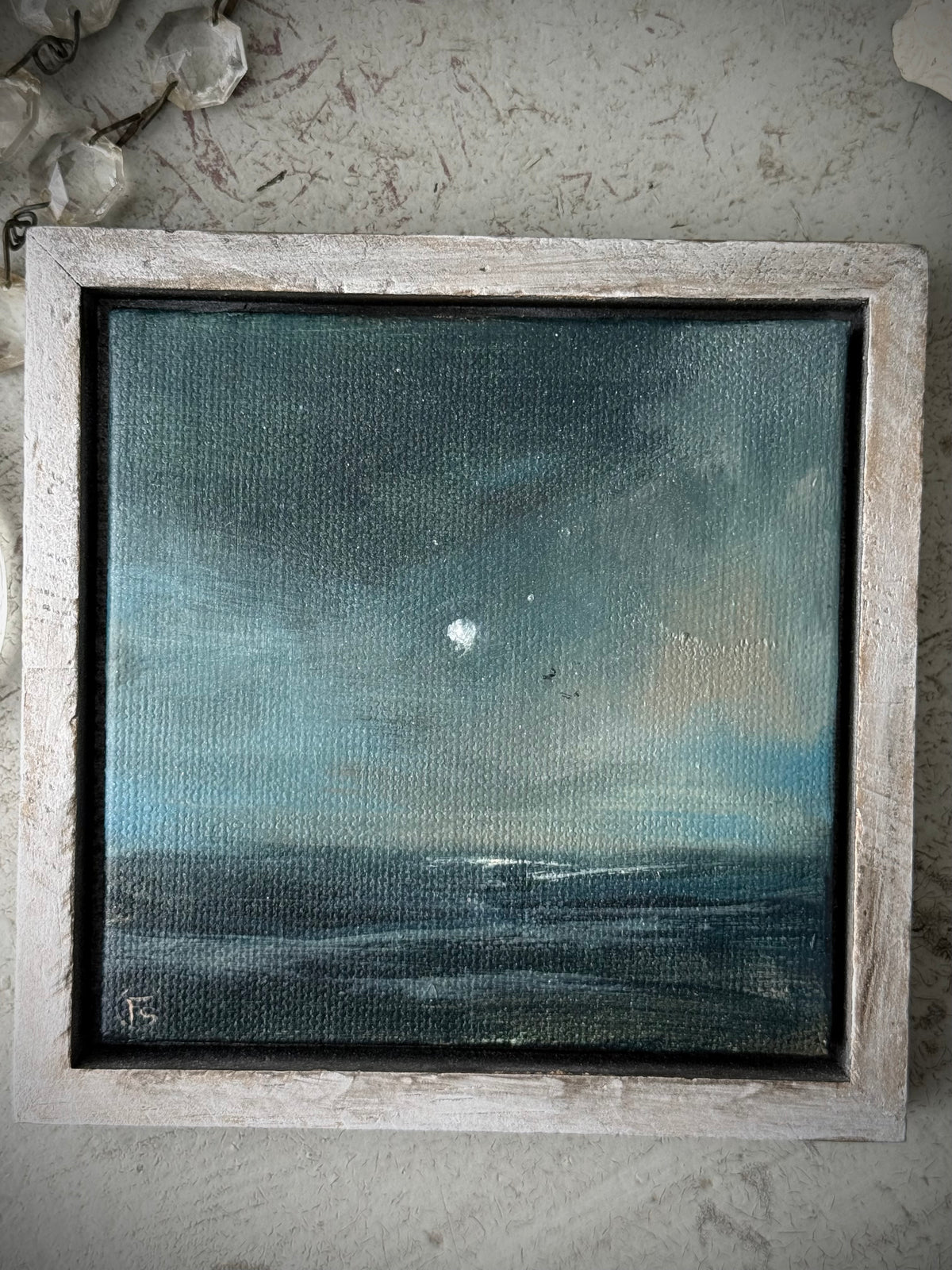 "The Sea and the Moon” series - #5 mini square seascape by Fonda Shae