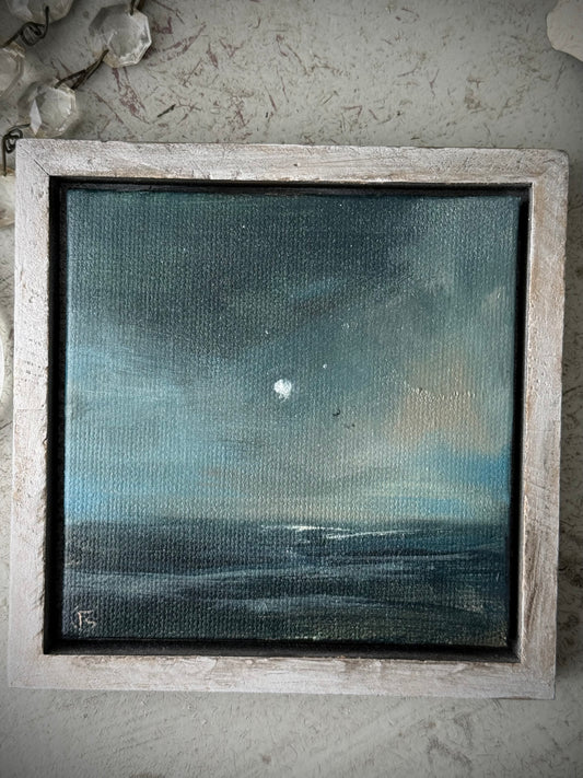 "The Sea and the Moon” series I - #5 mini square seascape by Fonda Shae