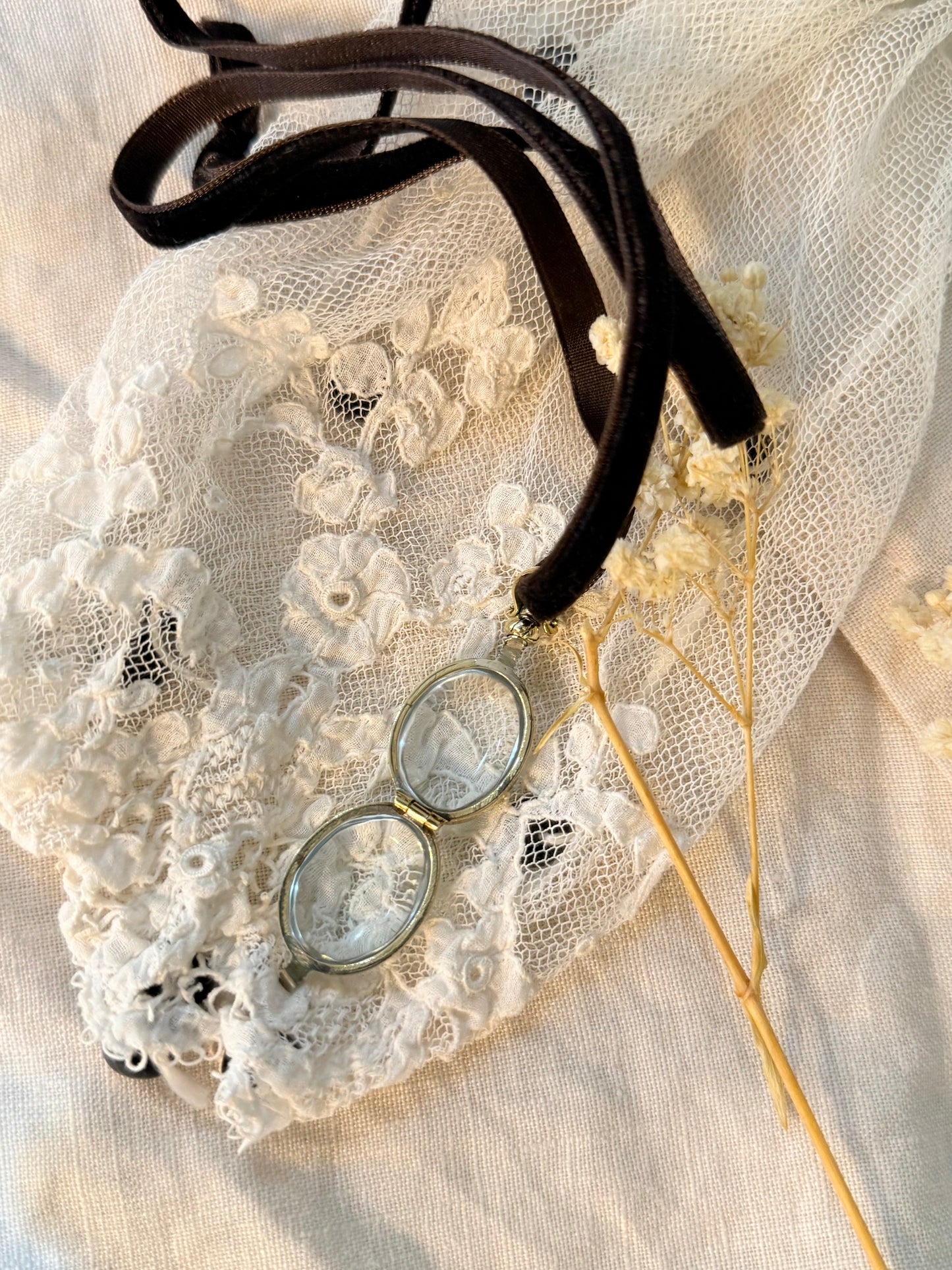 Crystal and Brass Locket - SMALL OVAL