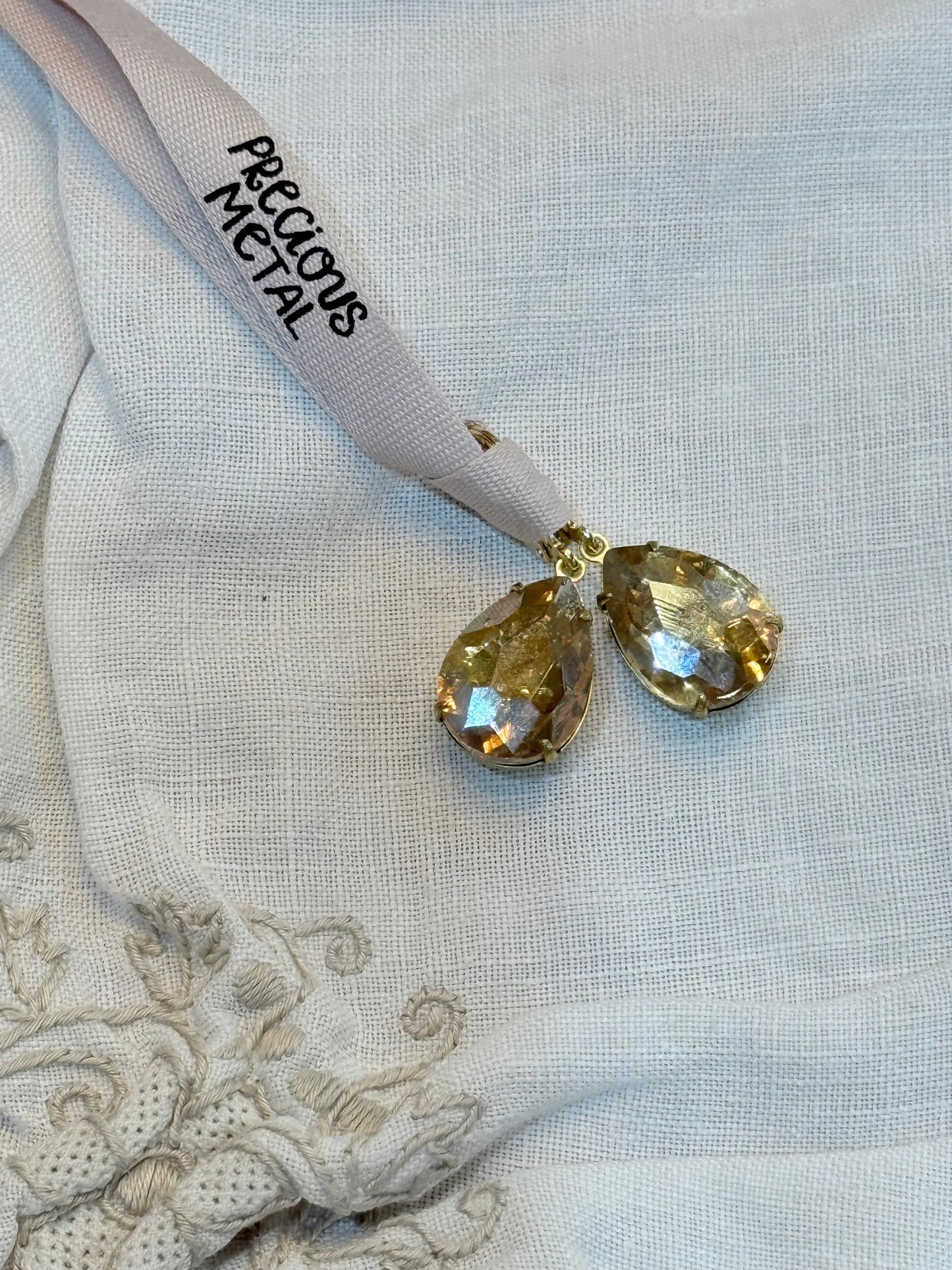 Vintage Champagne Teardrop Earrings