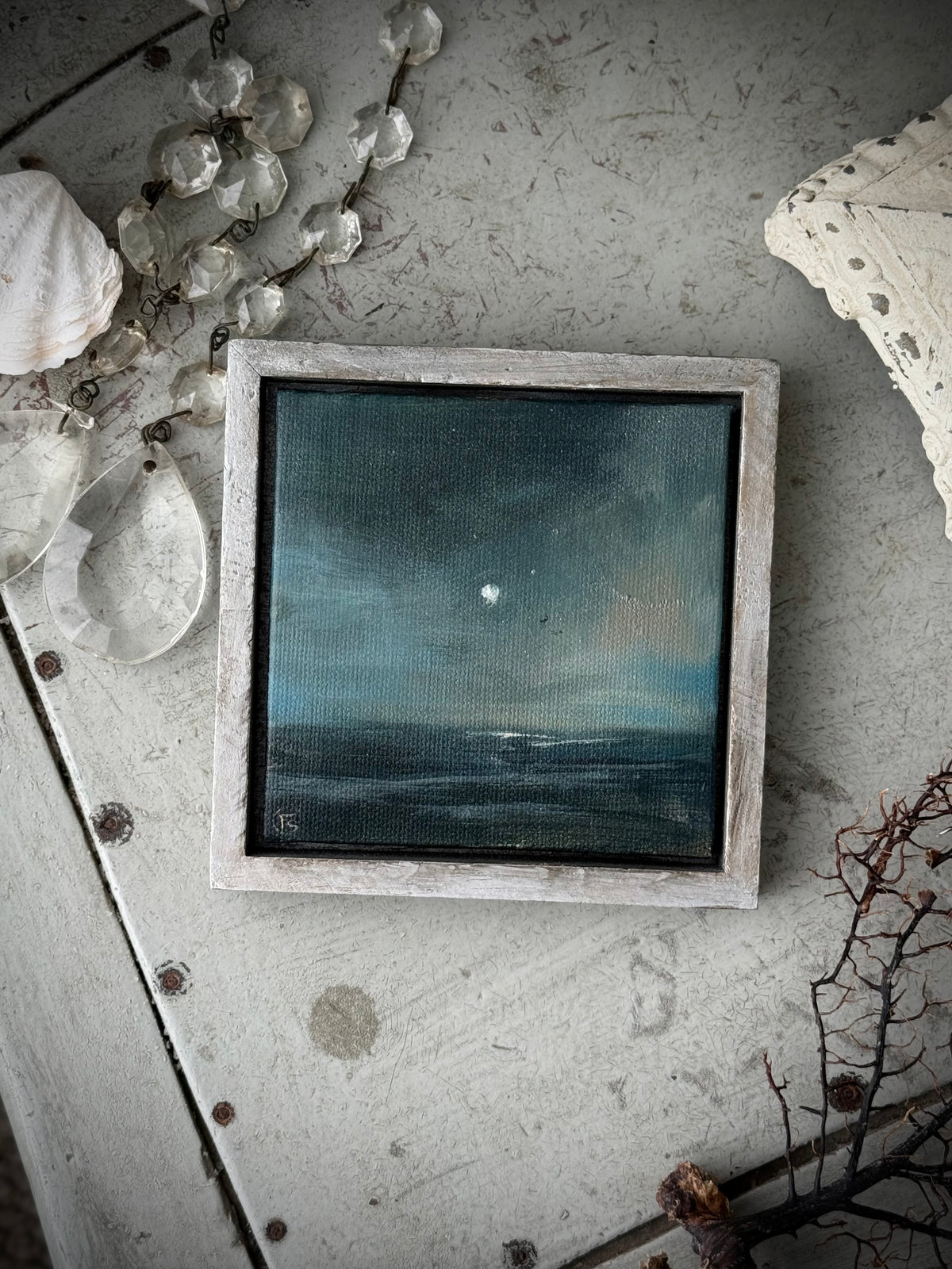 "The Sea and the Moon” series - #5 mini square seascape by Fonda Shae