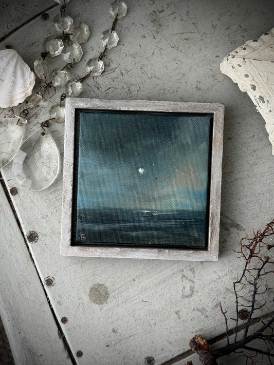 "The Sea and the Moon” series II - #4 mini oval seascape by Fonda Shae