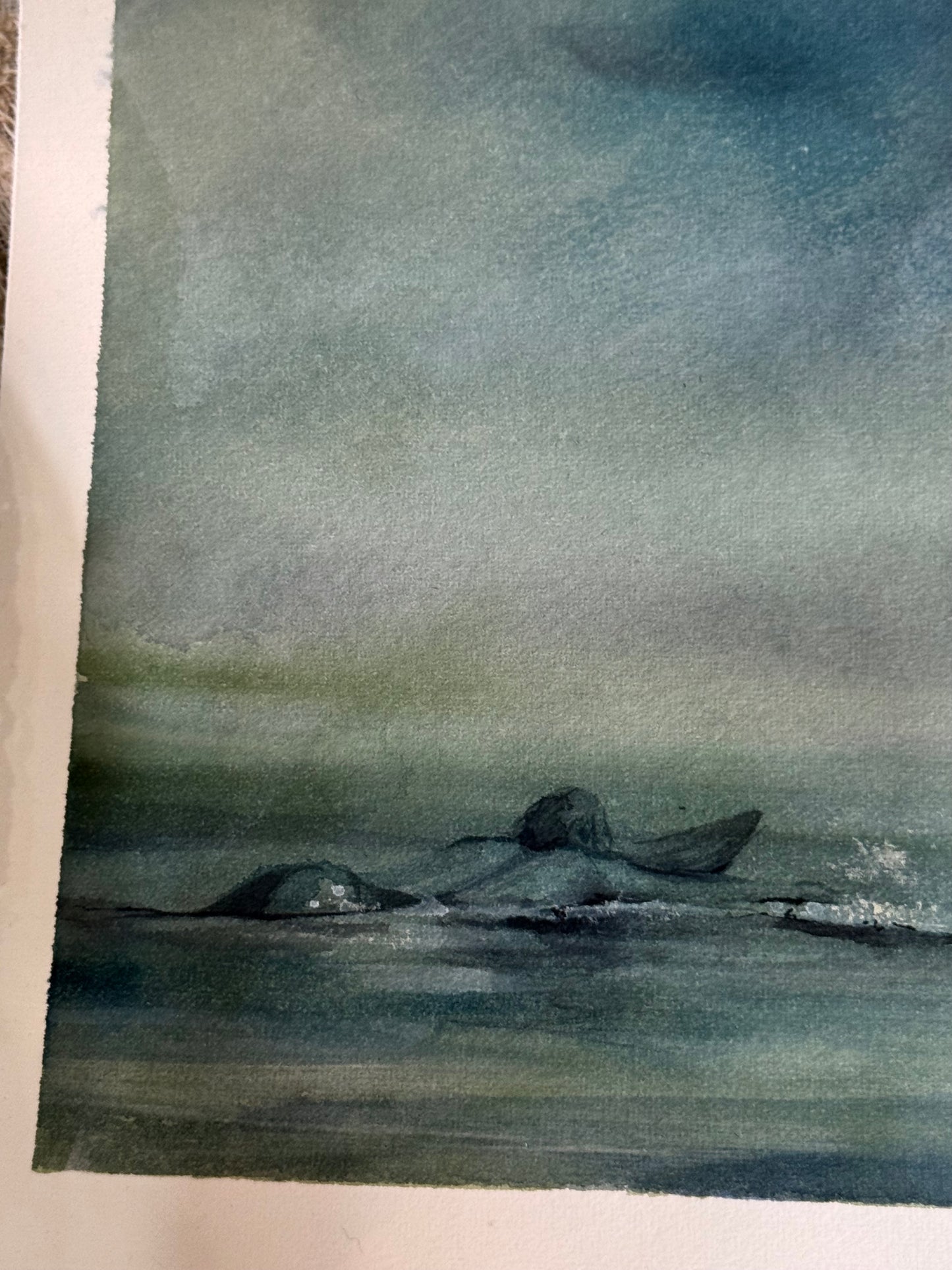 Water Colour; The Paddle Out - unframed - Linda Titow