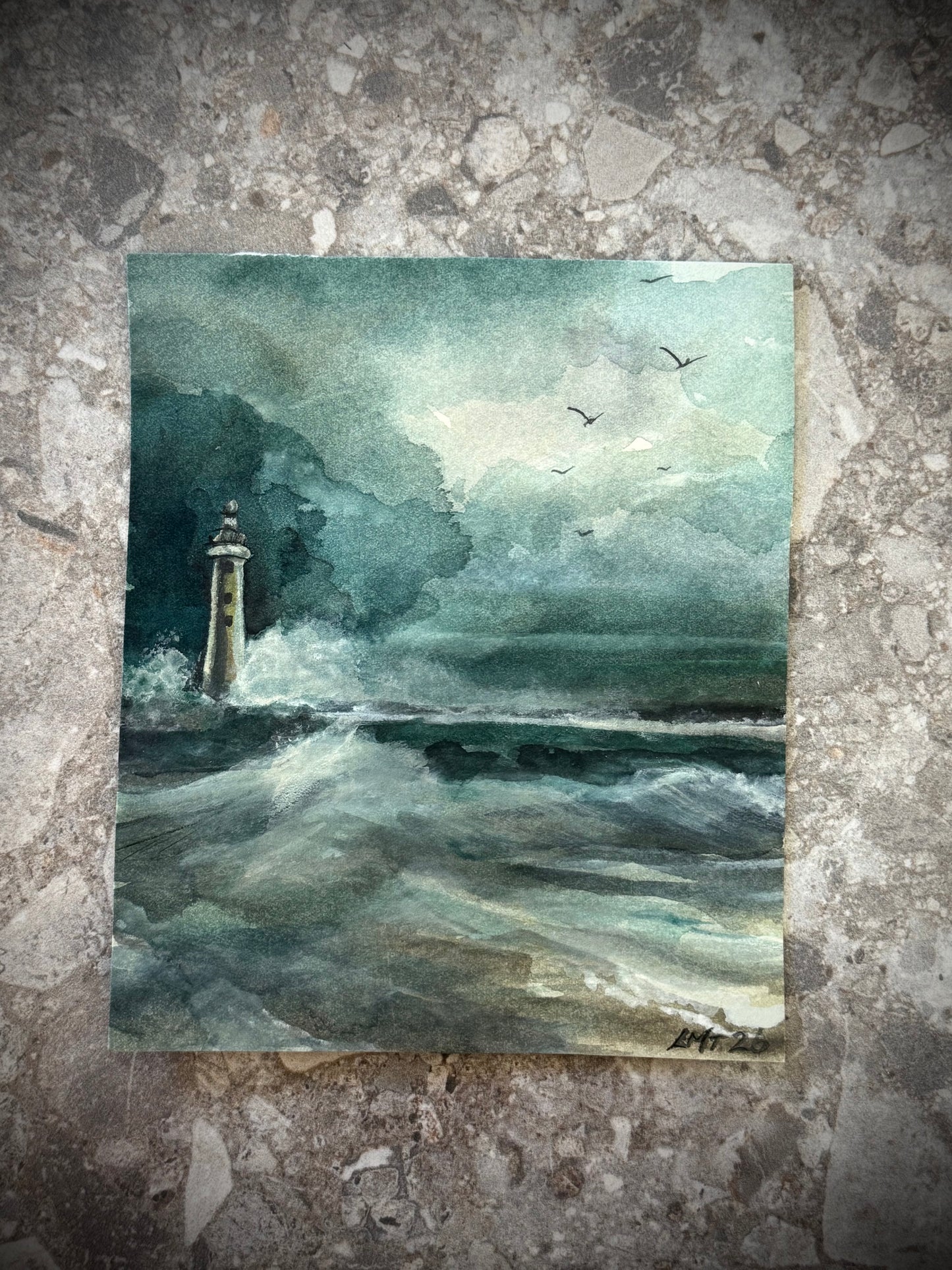 Water Colour; Light in the Storm - unframed - Linda Titow